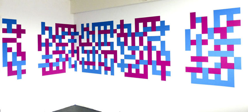 Philip Bradshaw, Installation view, Open Studio 2014. ACW Corner Wall Painting 2, 2014